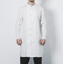 Cotton and linen long men's button jacket jacket linen men's clothing men
