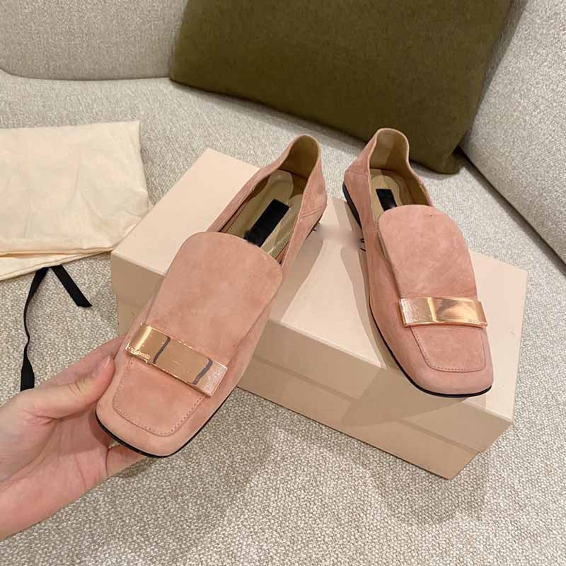Square Toe Flat Single Shoes Step On Heel Two Wear Loafers Women