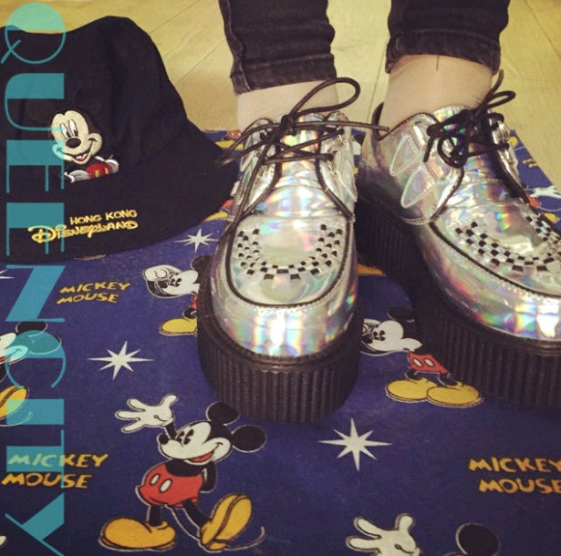 Silver laser illusion Harajuku Brock sponge cake bottom thick men and women shoes platform shoes