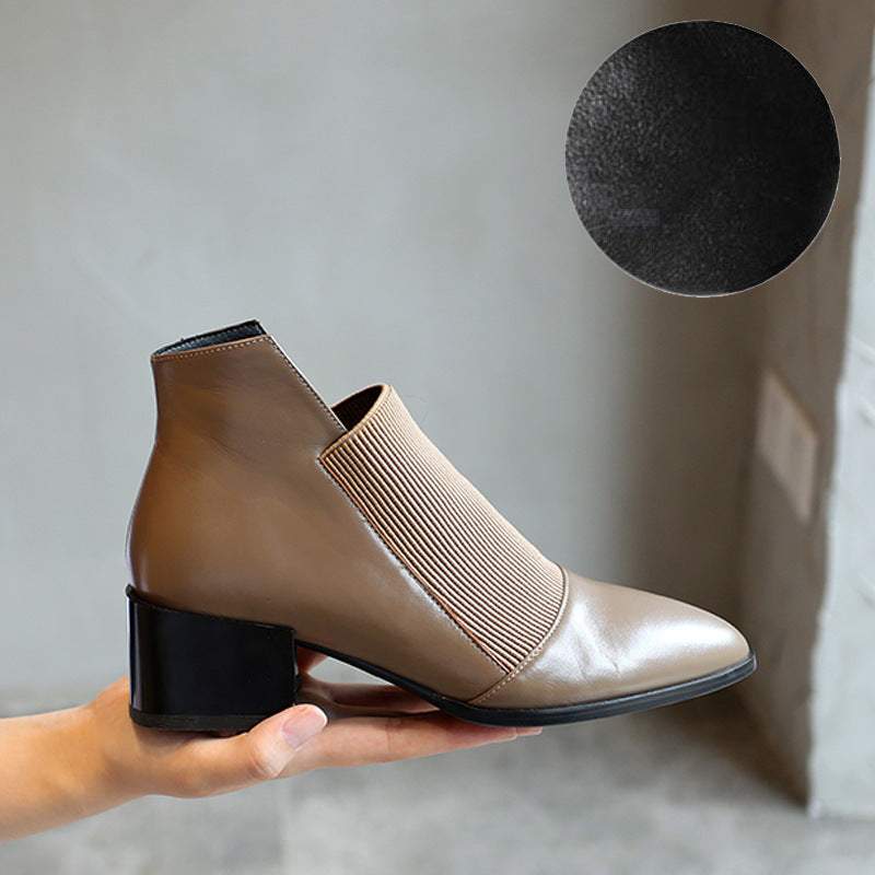 Cowhide Single Shoes Women New Four Seasons Versatile