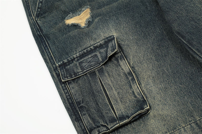 Punk Ripped Cargo Jeans Men's Clothing
