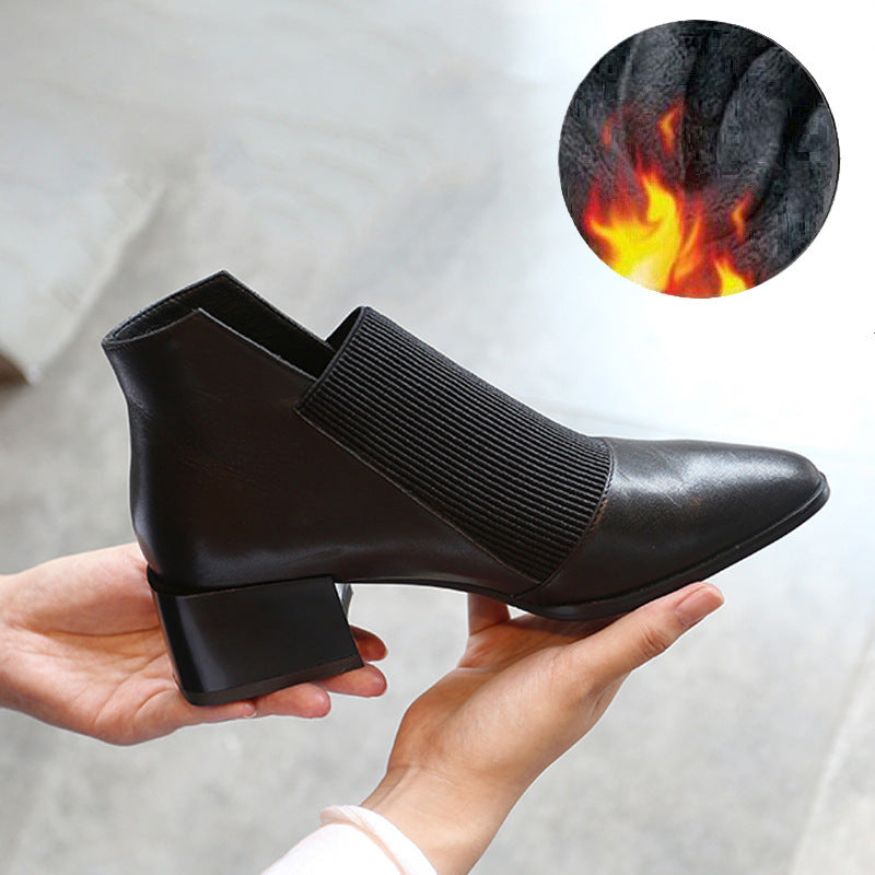 Cowhide Single Shoes Women New Four Seasons Versatile
