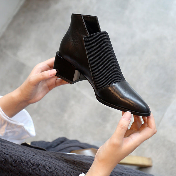 Cowhide Single Shoes Women New Four Seasons Versatile