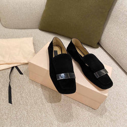 Square Toe Flat Single Shoes Step On Heel Two Wear Loafers Women